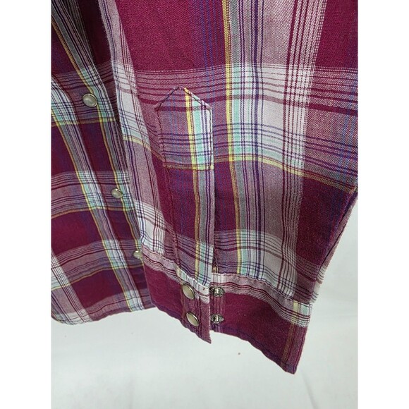 Wrangler Western Shirt Womens Pearl Snap Plaid Wrancher Size M Red - Picture 8 of 9